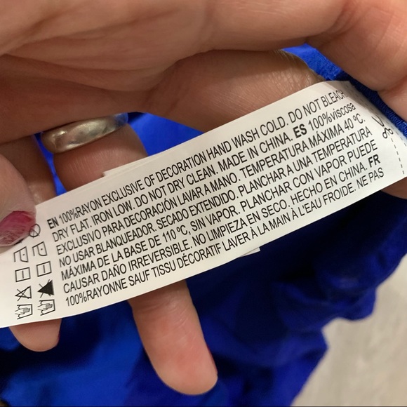 Forever 21 Royal Blue Embroidered Tie Front Top L - Picture 8 of 9